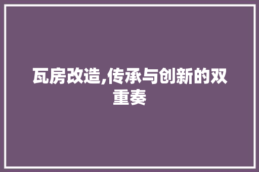 瓦房改造,传承与创新的双重奏