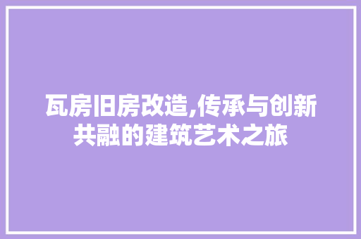 瓦房旧房改造,传承与创新共融的建筑艺术之旅