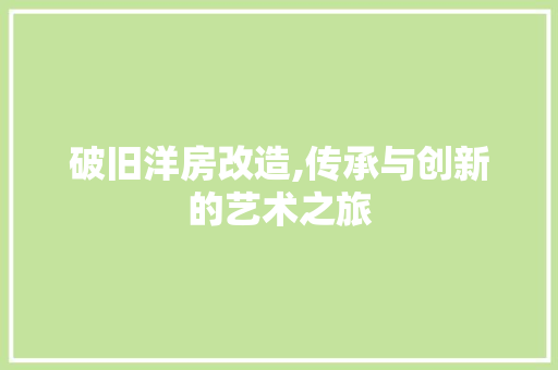 破旧洋房改造,传承与创新的艺术之旅