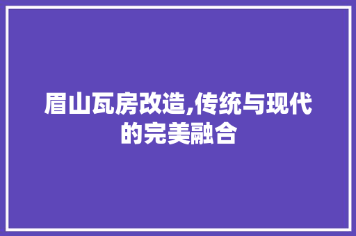 眉山瓦房改造,传统与现代的完美融合 景观设计