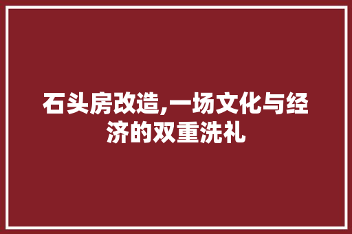 石头房改造,一场文化与经济的双重洗礼