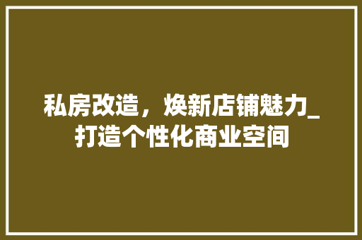 私房改造，焕新店铺魅力_打造个性化商业空间