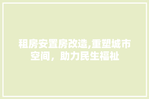 租房安置房改造,重塑城市空间，助力民生福祉