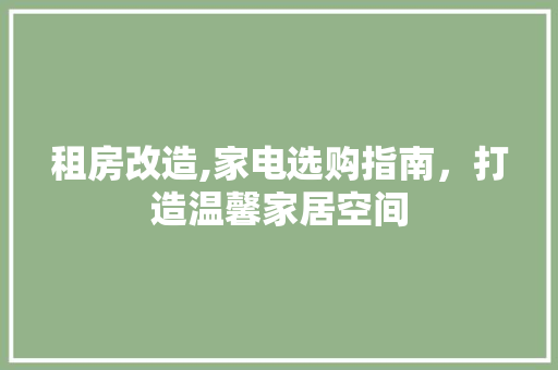 租房改造,家电选购指南，打造温馨家居空间