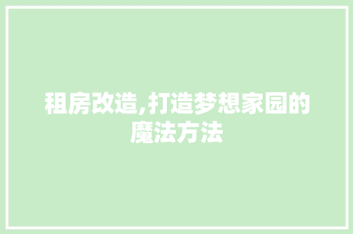 租房改造,打造梦想家园的魔法方法