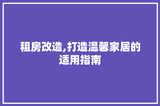 租房改造,打造温馨家居的适用指南 装修材料