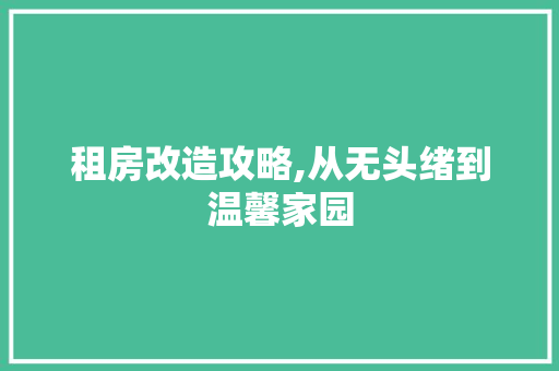 租房改造攻略,从无头绪到温馨家园