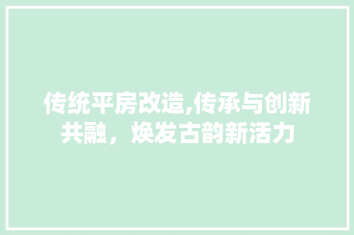 传统平房改造,传承与创新共融，焕发古韵新活力