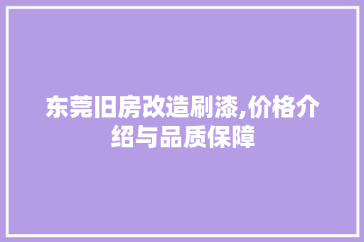 东莞旧房改造刷漆,价格介绍与品质保障