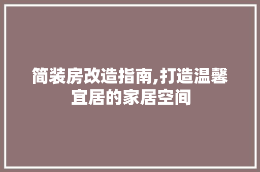 简装房改造指南,打造温馨宜居的家居空间