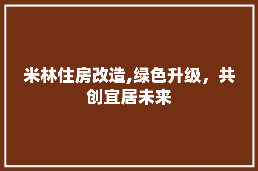 米林住房改造,绿色升级，共创宜居未来