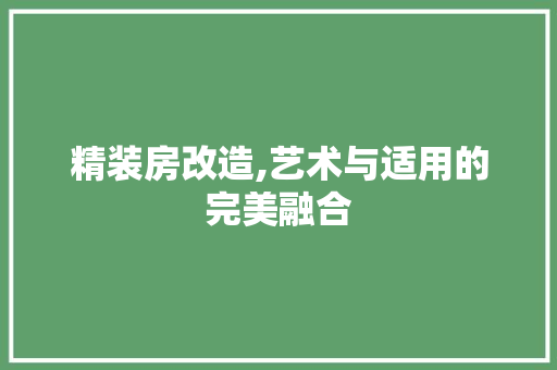 精装房改造,艺术与适用的完美融合 墙面装饰