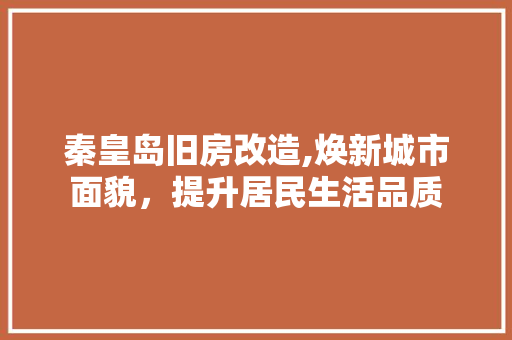 秦皇岛旧房改造,焕新城市面貌，提升居民生活品质 装修攻略