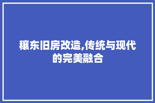 穰东旧房改造,传统与现代的完美融合