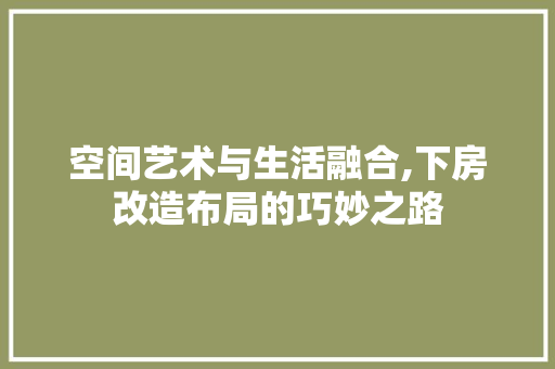 空间艺术与生活融合,下房改造布局的巧妙之路
