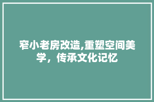 窄小老房改造,重塑空间美学，传承文化记忆