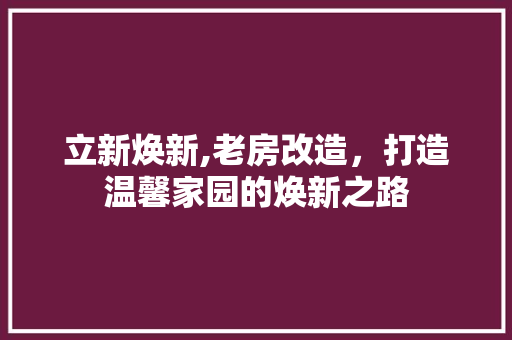 立新焕新,老房改造，打造温馨家园的焕新之路