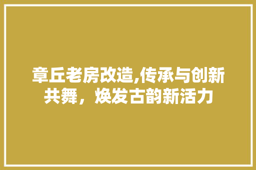 章丘老房改造,传承与创新共舞，焕发古韵新活力