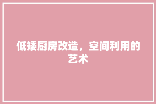 低矮厨房改造，空间利用的艺术