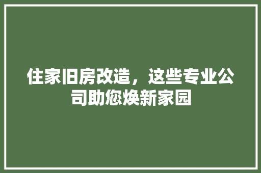 住家旧房改造，这些专业公司助您焕新家园