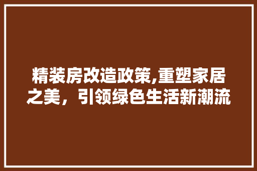 精装房改造政策,重塑家居之美，引领绿色生活新潮流