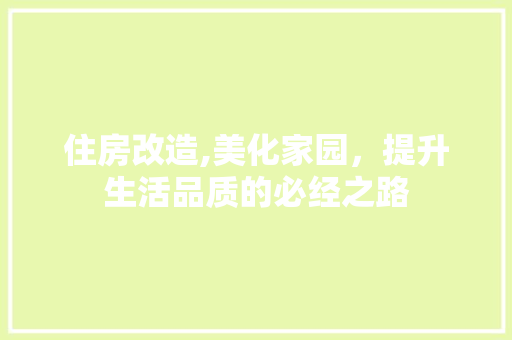 住房改造,美化家园，提升生活品质的必经之路