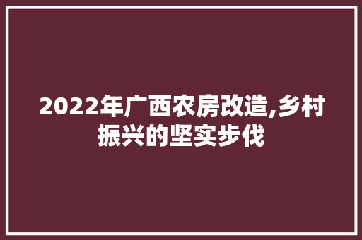2022年广西农房改造,乡村振兴的坚实步伐