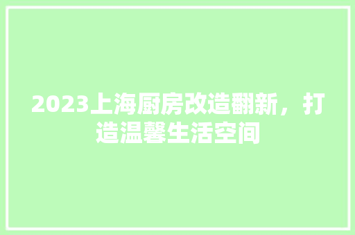2023上海厨房改造翻新，打造温馨生活空间