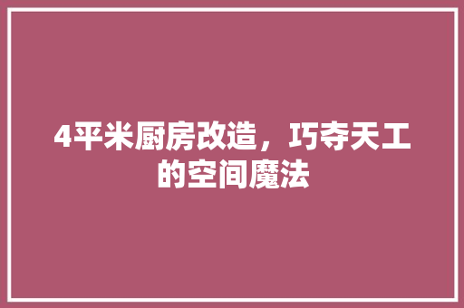 4平米厨房改造，巧夺天工的空间魔法