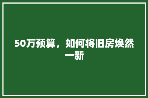 50万预算，如何将旧房焕然一新