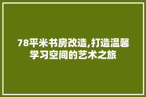 78平米书房改造,打造温馨学习空间的艺术之旅
