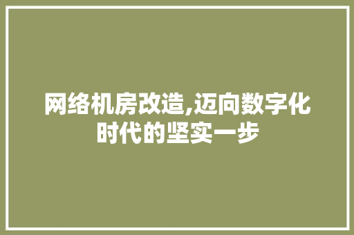 网络机房改造,迈向数字化时代的坚实一步