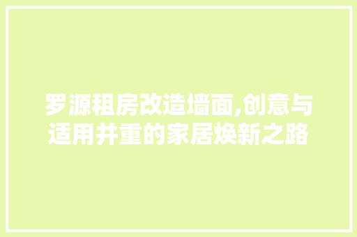 罗源租房改造墙面,创意与适用并重的家居焕新之路