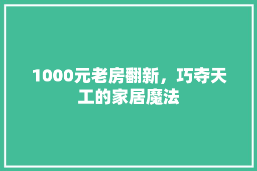 1000元老房翻新，巧夺天工的家居魔法