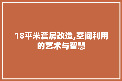 18平米套房改造,空间利用的艺术与智慧