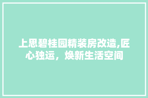 上思碧桂园精装房改造,匠心独运，焕新生活空间