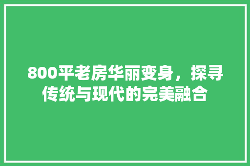 800平老房华丽变身，探寻传统与现代的完美融合