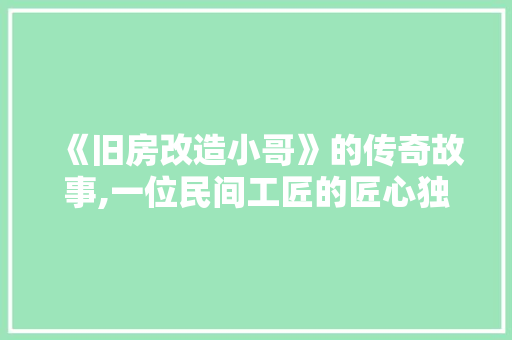 《旧房改造小哥》的传奇故事,一位民间工匠的匠心独运