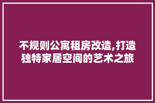 不规则公寓租房改造,打造独特家居空间的艺术之旅