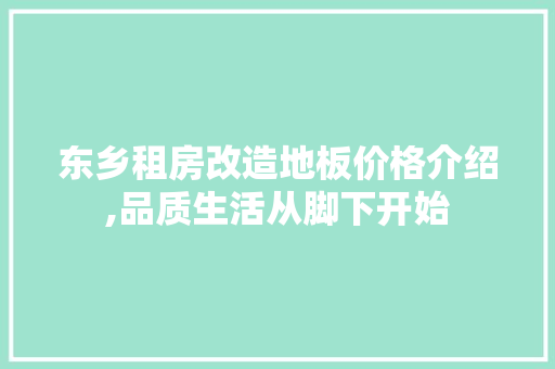 东乡租房改造地板价格介绍,品质生活从脚下开始