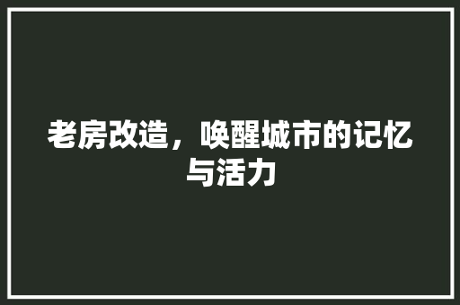 老房改造，唤醒城市的记忆与活力