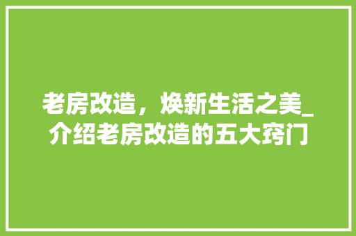 老房改造，焕新生活之美_介绍老房改造的五大窍门