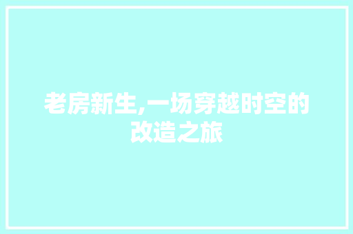老房新生,一场穿越时空的改造之旅