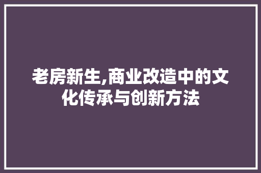 老房新生,商业改造中的文化传承与创新方法