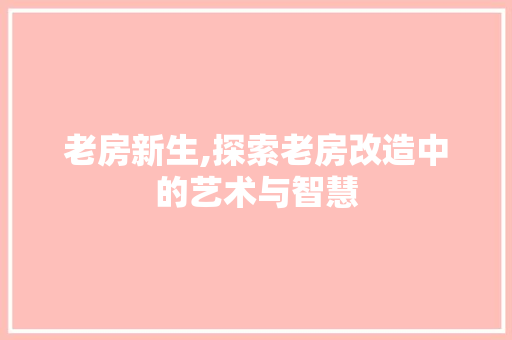 老房新生,探索老房改造中的艺术与智慧