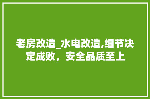 老房改造_水电改造,细节决定成败，安全品质至上
