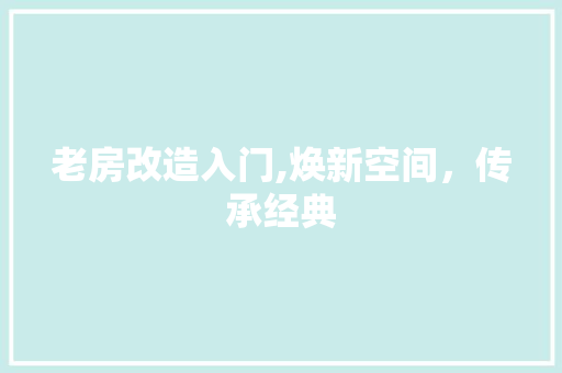 老房改造入门,焕新空间，传承经典