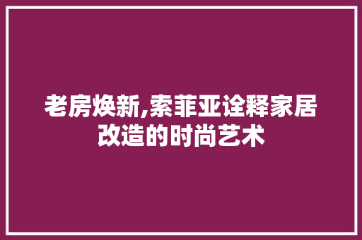 老房焕新,索菲亚诠释家居改造的时尚艺术