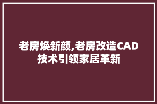 老房焕新颜,老房改造CAD技术引领家居革新