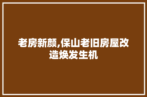 老房新颜,保山老旧房屋改造焕发生机